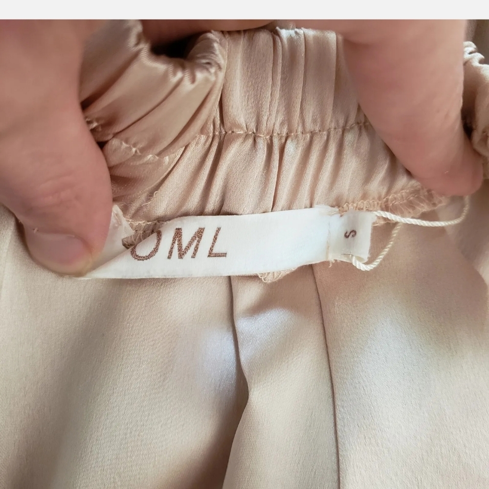 NWT Oh My Love OML london satin wide leg natural pant 6 - Picture 5 of 7